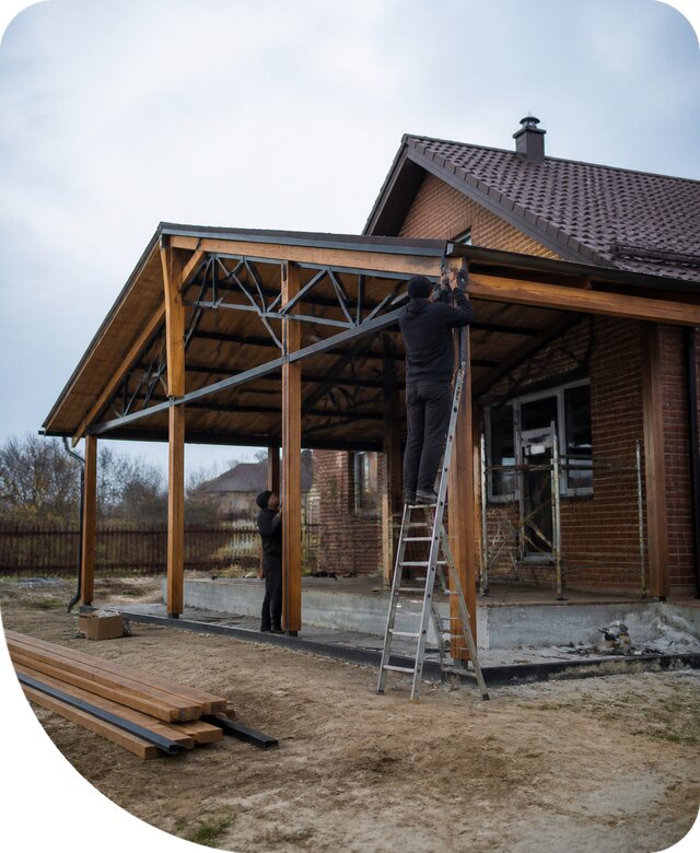 Пристройка навеса к дому и участку в Великом Устюге под ключ